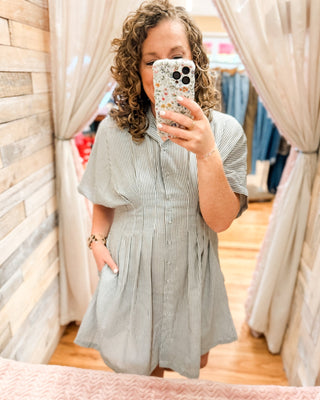 Downright Delightful Pin Striped Mini Dress - The Southern Loft