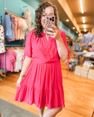 Easy Grace Linen Ruffle Neck Dress - The Southern Loft