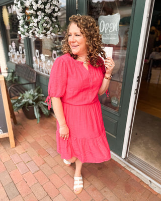 Easy Grace Linen Ruffle Neck Dress - The Southern Loft