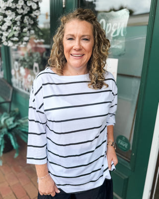 Easy Living Comfort Striped Boat Neck Slub Top - The Southern Loft