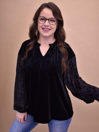 Everyday Feelings Contrast Velvet Top - The Southern Loft