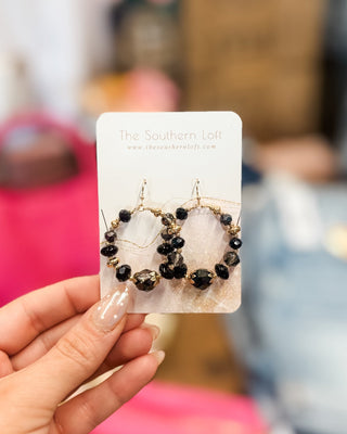 Faceted Beaded Hoop Drop Earrings - The Southern Loft