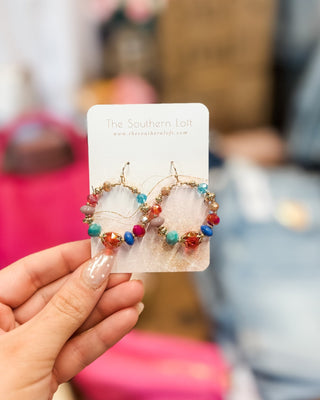 Faceted Beaded Hoop Drop Earrings - The Southern Loft
