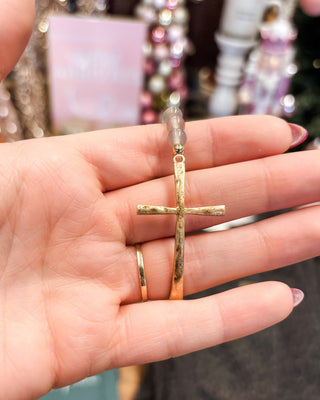Gold plated beaded cross bracelet