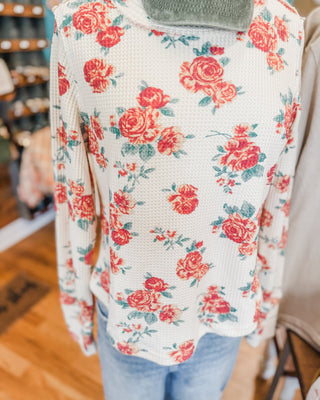 Falling for Floral Waffle Top - The Southern Loft