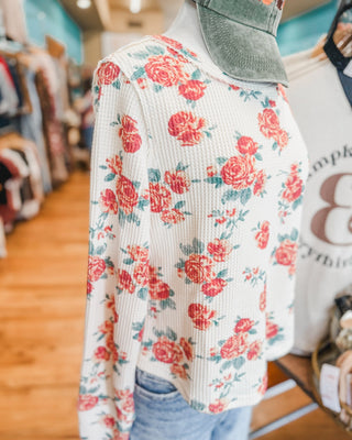 Falling for Floral Waffle Top - The Southern Loft