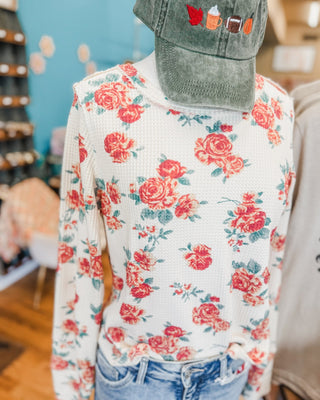 Falling for Floral Waffle Top - The Southern Loft