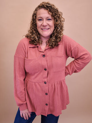 Feel It All Waffle Button Down Top - The Southern Loft