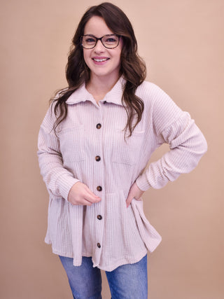 Feel It All Waffle Button Down Top - The Southern Loft
