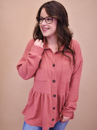 Feel It All Waffle Button Down Top - The Southern Loft
