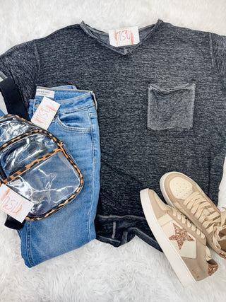 Feeling It Washed Melange Top - The Southern Loft