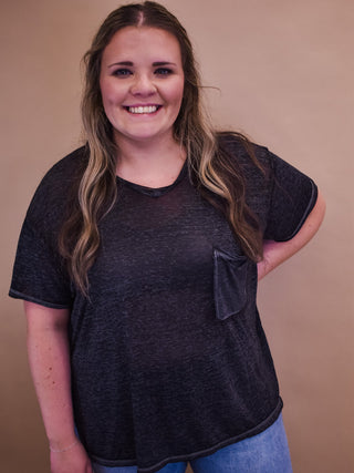 Feeling It Washed Melange Top - The Southern Loft