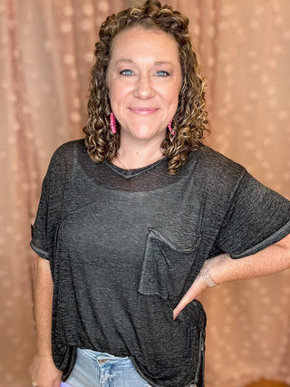 Feeling It Washed Melange Top - The Southern Loft