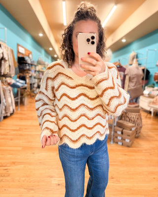 Fireside Cozy Wavy Stripes Sweater - The Southern Loft