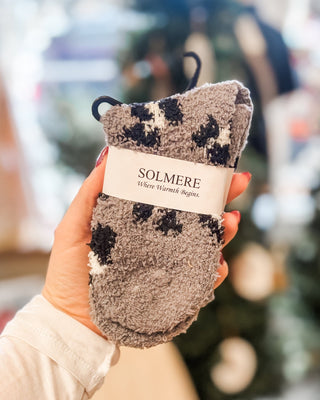 Fuzzy animal print socks in several styles