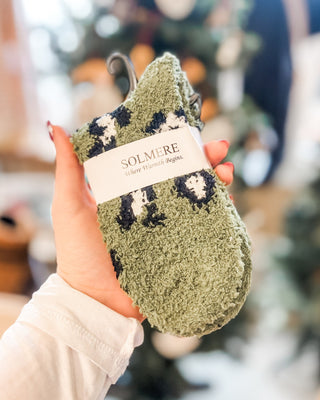 Fuzzy animal print socks in several styles