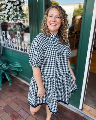 Gingham & Gatherings Ric Rac Trim Dress - The Southern Loft