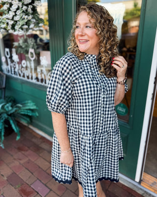 Gingham & Gatherings Ric Rac Trim Dress - The Southern Loft