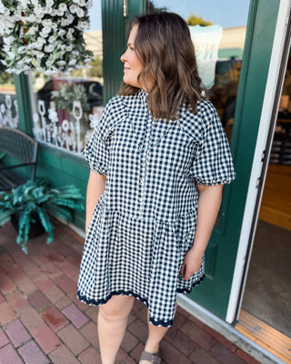 Gingham & Gatherings Ric Rac Trim Dress - The Southern Loft