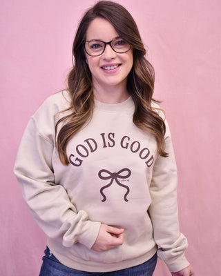 God Is Good Bow Pullover - The Southern Loft