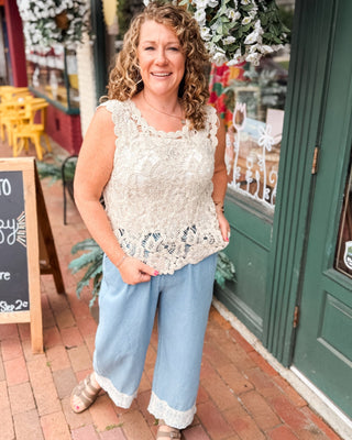 Golden Hour Crochet Sequin Tank - The Southern Loft