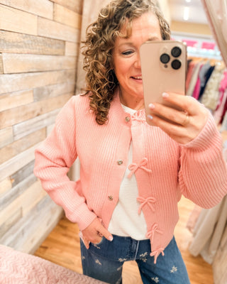 Hugs & Kisses Bow Cardigan Sweater - The Southern Loft