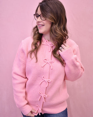 Hugs & Kisses Bow Cardigan Sweater - The Southern Loft