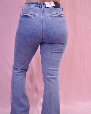 Judy Blue Front Patch Pocket Flare Jeans - The Southern Loft