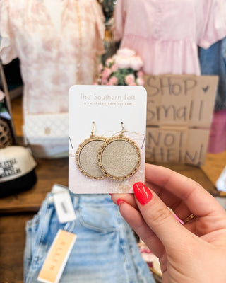 Leather Circle Eyelet Edge Drop Earrings - The Southern Loft