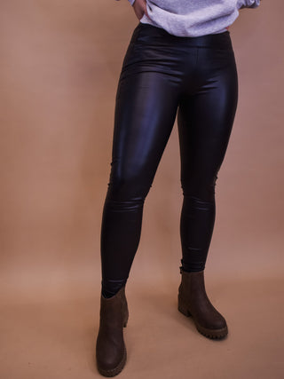 faux leather black leggings
