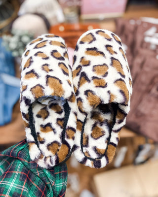 Leopard Plush House Slippers - The Southern Loft