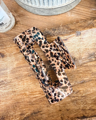 Leopard Print Rectangle Hair Claw Clip - The Southern Loft