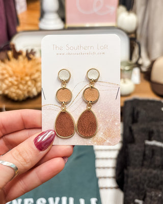Linked Vegan Leather Geometric Drop Earrings - The Southern Loft