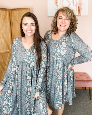 Long Sleeve Vintage Floral Swing Dress - The Southern Loft