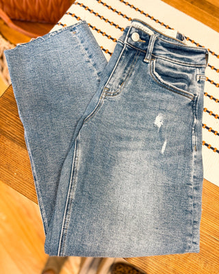 LOVERVET High Rise Slim Barrel Jean - The Southern Loft
