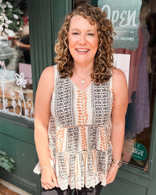 Lucky To Have You Crochet Trim Tank - The Southern Loft