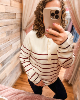 Luna Striped Button - Down Sweater | Ultra - Soft Relaxed Knit Top - The Southern Loft