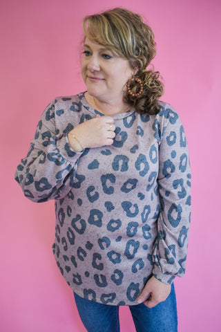 Long sleeve leopard style tunic