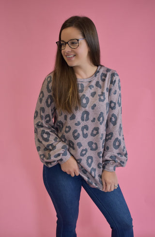 Long sleeve leopard style tunic