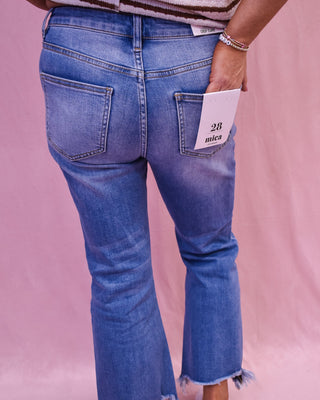 Mica High Rise Crop Flare With Uneven Hem Jeans - The Southern Loft