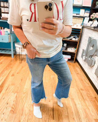 Mica High Rise Crop Flare With Uneven Hem Jeans - The Southern Loft