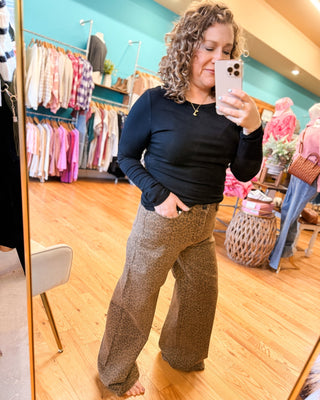 Mica Super High Wide Leg Leopard Denim - The Southern Loft