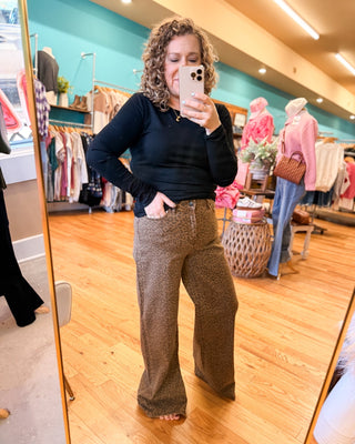 Mica Super High Wide Leg Leopard Denim - The Southern Loft