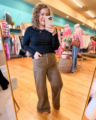 Mica Super High Wide Leg Leopard Denim - The Southern Loft