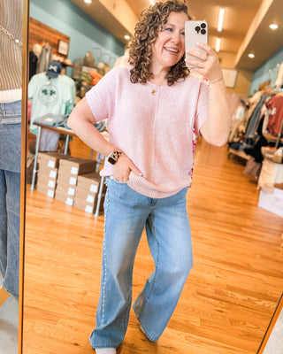 Mica Wide Leg Pearl Embellished Jeans - The Southern Loft
