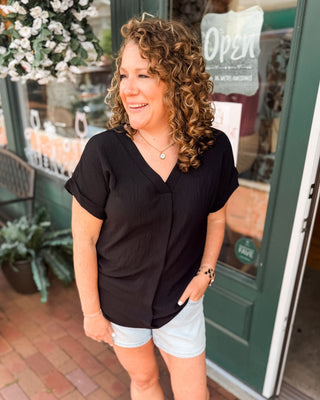 Modern Essential V - Neck Short Sleeve Blouse - The Southern Loft