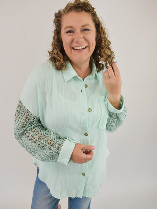 Need A Little Lace Button Up Top - The Southern Loft