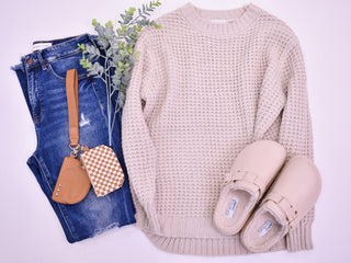 Now Or Never Waffle Knit Sweater - The Southern Loft