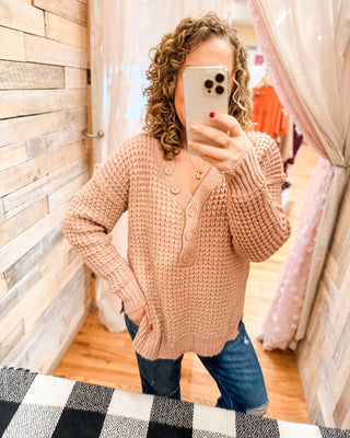 On The Scene Button Trim Sweater - The Southern Loft