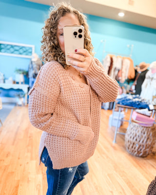 On The Scene Button Trim Sweater - The Southern Loft